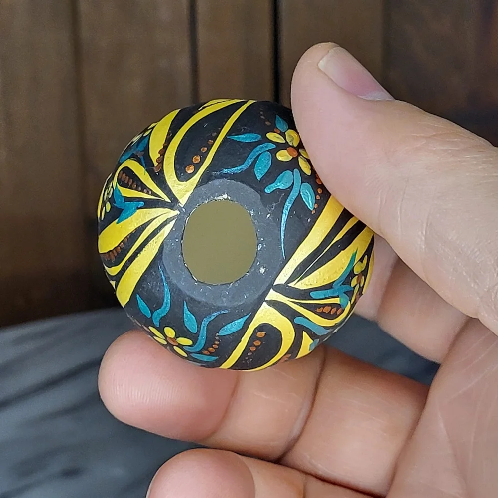Handcrafted Yellow and Blue Decorative Egg - Picture 4 of 10